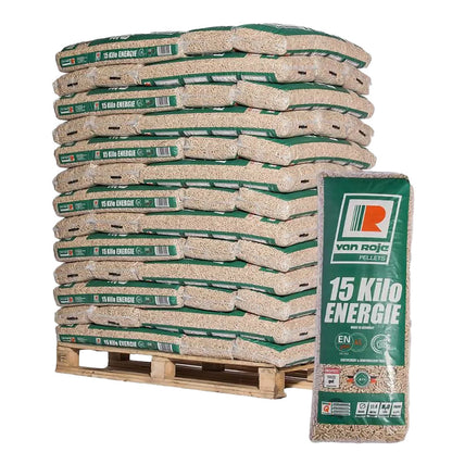 Palette de 65 sacs de Pellet de bois Van Roje – DIN+, PEFC, EN+® A1 100% résineux